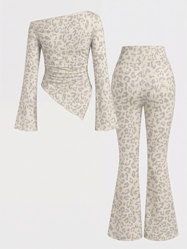 Kids Tween Girls T-Shirt Set Casual Minimalist Leopard Print Suitable For All Seasons - Multicolor - View 4