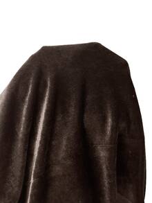 Silquee This Autumn/Winter Set Features A Velvet Blazer With Lace Detailing And Matching Trousers, Skillfully Blending Modern Fashion With Retro Street Style- - Brown - View 11