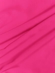 Veslaya 大码度假休闲宽松编织 A 字型女士衬衫裙， - 玫紅色 - 查看 8