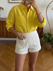 Cévolie Women's Summer White Slim Fit Front Pocket Design Super Short Shorts, Solid Color Minimalist Fashion Versatile Shorts - White - View 1
