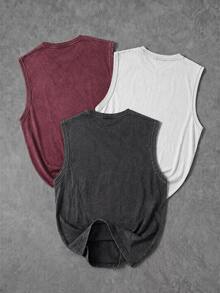 Gym Rark Men's Casual Graphic Athleisure Washed Distressed Sports Tank Top, Gym Workout Gym Dark Grey - Dark Grey - View 2