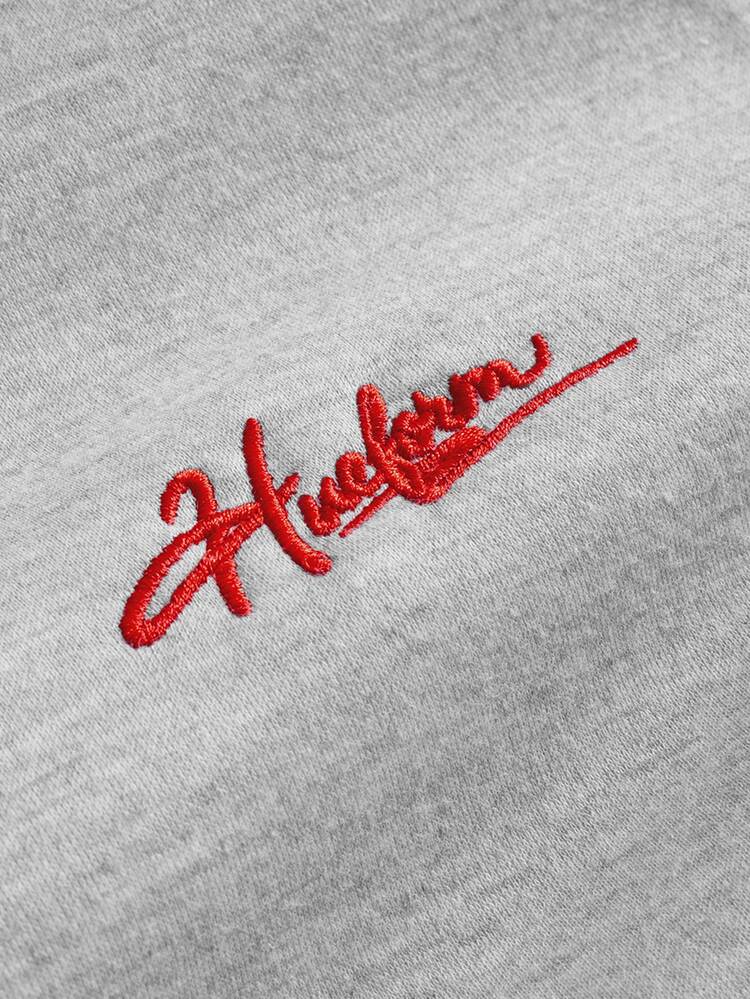 HUEFORM هودي كاجوال بأكمام طويلة مطرز بحروف للرجال - رمادي - مشاهدة 3