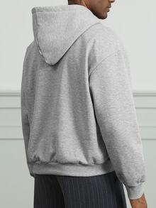HUEFORM 男士字母刺繡長袖休閒連帽衫 - 灰色 - 查看 2