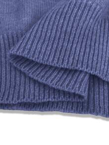 SHEIN Casual Solid Color Off-Shoulder Stand Collar Sweater, Autumn/Winter - Navy Blue - View 9