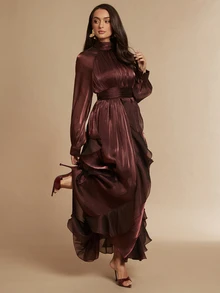 Silquee Women's Elegant Ruched Party & Vacation Dress - Burgundy - View 5
