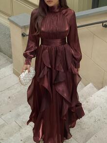 Silquee Women's Elegant Ruched Party & Vacation Dress - Burgundy - View 4