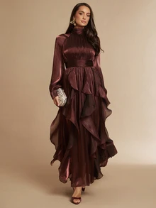 Silquee Women's Elegant Ruched Party & Vacation Dress - Burgundy - View 7