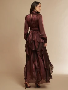 Silquee Women's Elegant Ruched Party & Vacation Dress - Burgundy - View 6