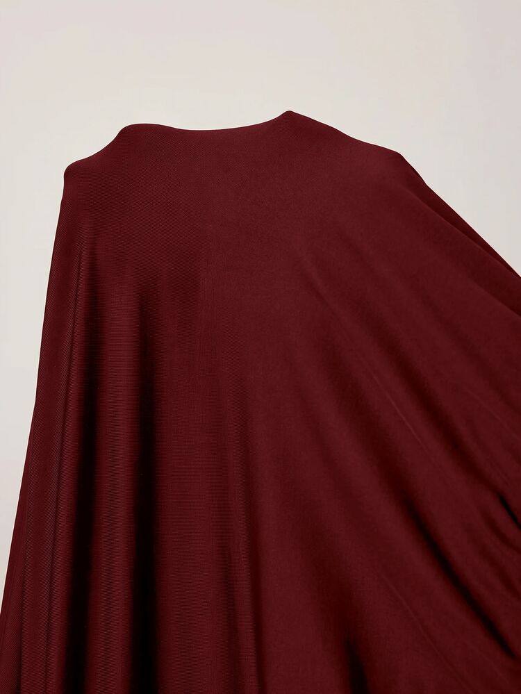Enliva Plus Size New Sexy Black Fitted High Waist Short Sleeve Jumpsuit, Casual Slimming, Spring/Summer - Burgundy - View 9
