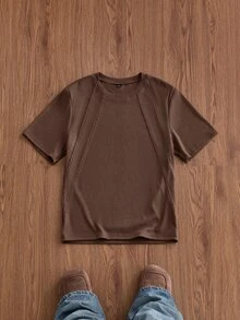 ESTAVOR Men's Summer Casual Slim Fit Short Sleeve T-Shirt, Standard Size, Light Gray, Solid Color - Brown - View 3