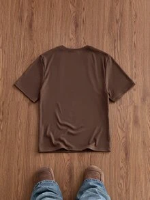 ESTAVOR Men's Summer Casual Slim Fit Short Sleeve T-Shirt, Standard Size, Light Gray, Solid Color - Brown - View 4