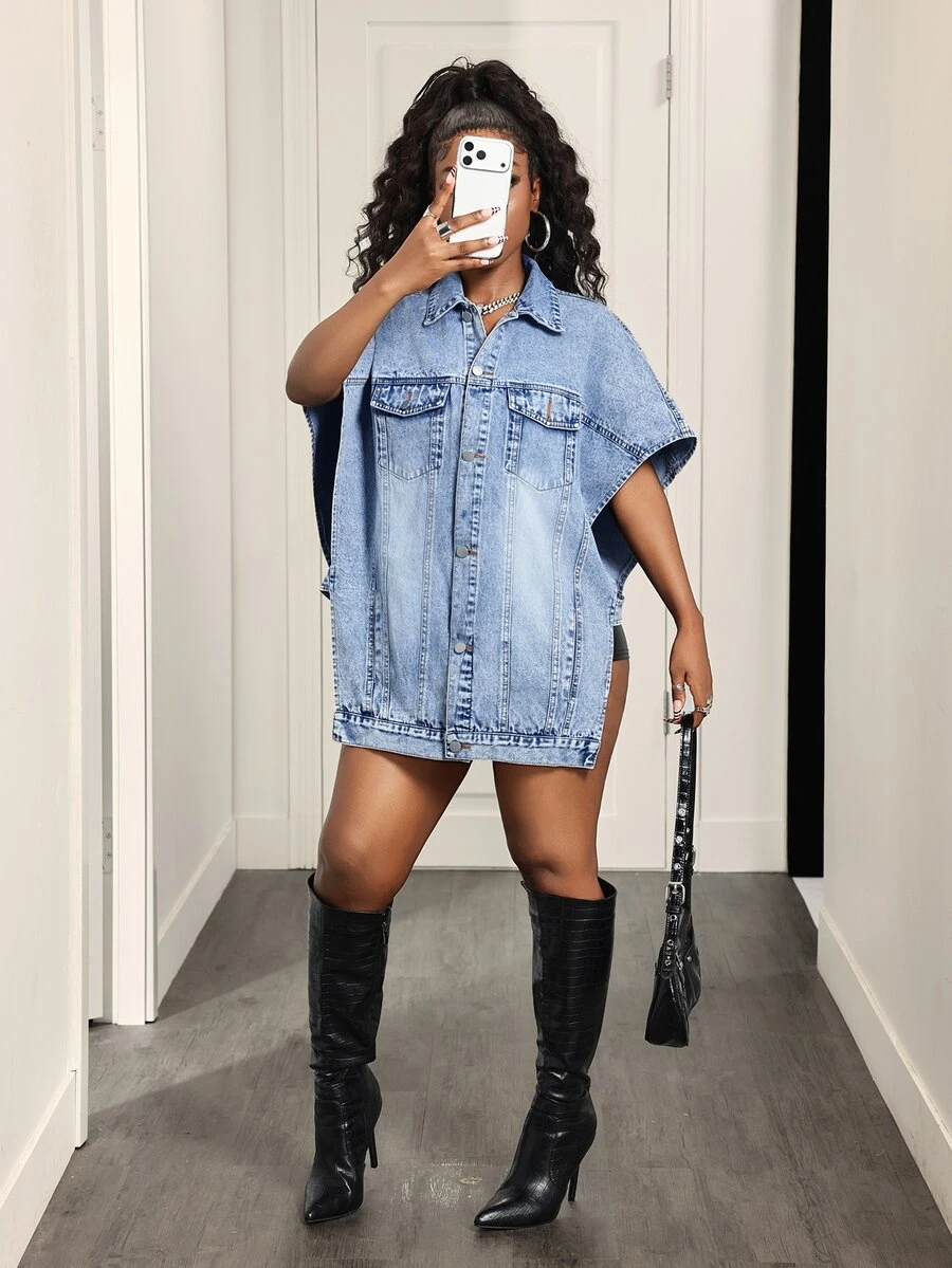 Slaydiva Casual Women's Denim Jacket - Blue - View 1