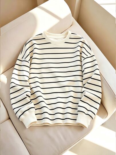 INAWLY Women's Casual Striped Sweatshirt, Autumn