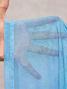 Slaydiva 2件套 2026春夏音乐节假日优雅派对浪漫海滩度假套装，蓝色渐变印花系带V领荷叶边下摆上衣和修身半身裙，大码女装 - 彩色 - 查看 8