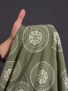 Veslaya 大尺碼女款花卉印花不對稱單肩口袋寬鬆連身褲，度假穿搭 - 彩色 - 查看 8