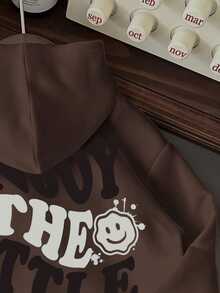 Baby Boy Knitted Soft Sweatshirt Pullover Sweatshirt, Casual Thick Design Suitable For Autumn Fall Winter - Coffee Brown - View 3