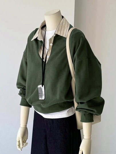 INAWLY Women's 2 In 1 Patchwork Casual Daily Long Sleeve Sweatshirt