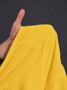 Veslaya 波西米亞風休閒優雅連身褲，通勤正式、早午餐、極簡百搭、休閒約會，輕盈短袖大尺碼，芥末黃夏季款 - 黃色 - 查看 8