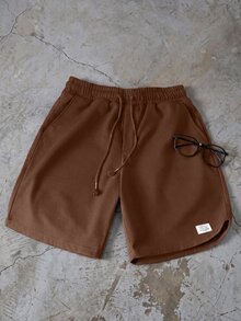 ESTAVOR 男士夏季休閒百搭純色短褲 - 棕色 - 查看 1