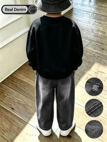 2件組 幼兒男童洛杉磯字母印花圓領運動衫與牛仔慢跑褲套裝 - 彩色 - 查看 2