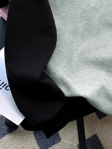 Resyla 女式休闲撞色插肩拼接圆领长袖加大码运动衫，秋冬 - 灰色 - 查看 4