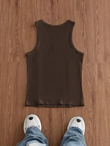 ESTAVOR 男士標準尺寸時尚休閒百搭極簡修身多功能布料背心 - 棕色 - 查看 3