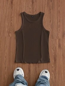 ESTAVOR 男士標準尺寸時尚休閒百搭極簡修身多功能布料背心 - 棕色 - 查看 2