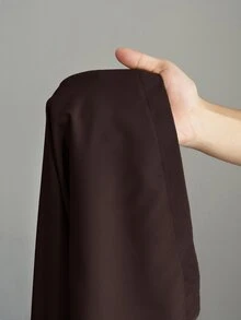 Veslaya 春夏新款女装加大码两件套 - 绿色宽松插肩袖露脐上衣（带抽绳下摆）和阔腿裤（带口袋） - 棕色 - 查看 8