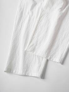 Rusticease Women's Solid Color Minimalist Basic Casual Pants Linen European Summer Clothes Fall Everyday Home White Vacation - White - View 6