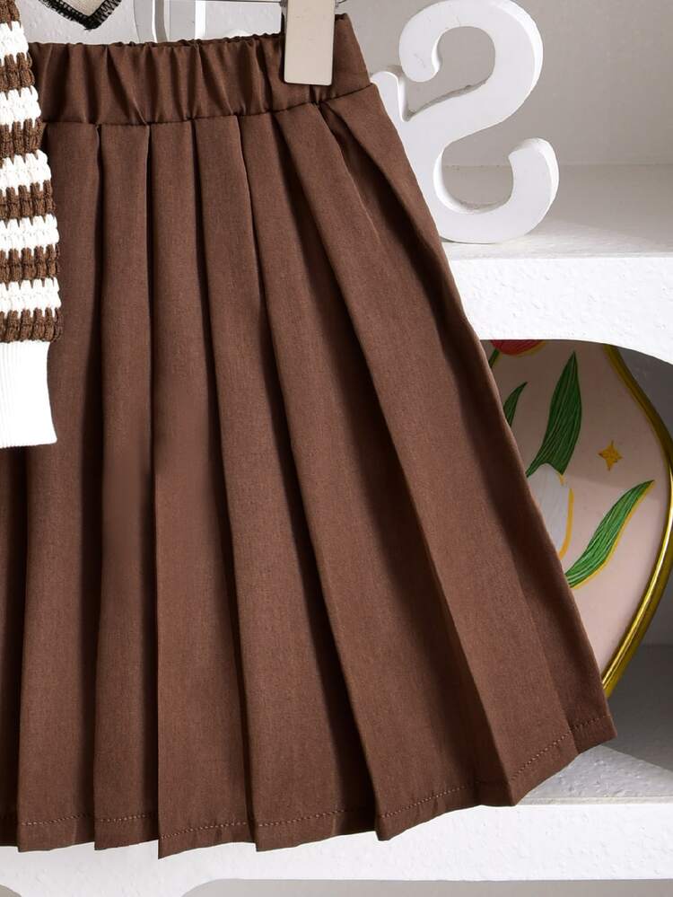 Elladie kids Girls Cute Casual Daily Knit Cardigan Jacket With Multi-Color Floral Pink Buttons Lively And Adorable Paired With Pink Skirt Autumn Children's Outdoor - Coffee Brown - View 8
