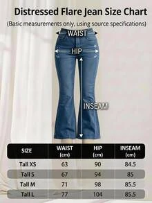 SHEIN بنطلون جينز أسود عالي الخصر قطن 98% قصة بوت كت مريح مطاطي للاستخدام اليومي للنساء - أزرق متوسط - مشاهدة 4