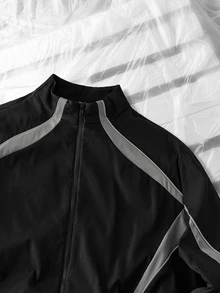 NEON BLANC Men's Colorblock Long Sleeve Jacket And Pants Casual Daily Outfit Jacket Halloween Christmas Winter Party Autumn - Black - View 7