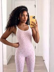 SHEIN Core Rhythm Women Sports Jumpsuits - Mauve Purple - View 4