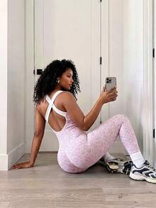 SHEIN Core Rhythm Women Sports Jumpsuits - Mauve Purple - View 3