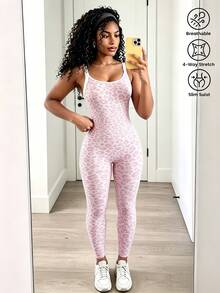 SHEIN Core Rhythm Women Sports Jumpsuits - Mauve Purple - View 2
