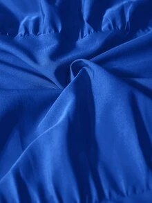 Veslaya Slayr 度假休閒波西米亞風純色皇家藍編織抹胸大尺碼女款夏季洋裝，適合海灘度假 - 藍色 - 查看 8