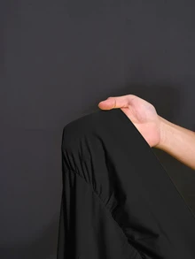 Veslaya 大尺碼休閒素色荷葉邊裙 - 黑色 - 查看 8