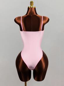 Mistrie Women's Sexy Y2k Contrast Trim Bow Strap Camisole Night Out Going Out Hot Pink Summer - White - View 5