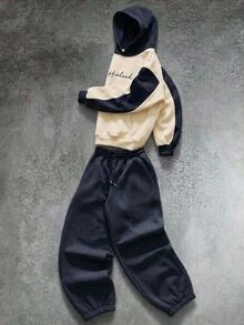 GETOML 男士休閒對比色數字印花衛衣與運動長褲套裝 2件組 萬聖節冬季派對秋季 - 彩色 - 查看 2