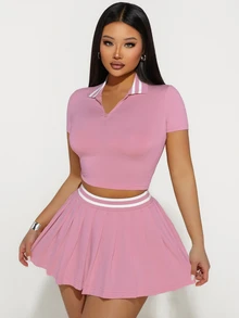 Sirith Women Two Pieces Outfits For Daily Wear - Pink - View 3