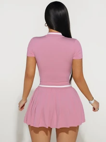 Sirith Women Two Pieces Outfits For Daily Wear - Pink - View 2