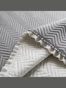 Made In Turkey Bedspread Set With Pillowcases Soft Touch Bed Cover 250*260 ////  180*240 Two Side Are The Same - Light Grey - View 6