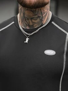 SLATEMANN Men's Contrast Stitching T-Shirt And Shorts Set Shorts Set Two Pieces Men Male Outfit Muscle Fit T Shirt Men Tracksuits For Men 2 Pieces - Black - View 5