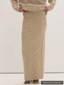MUSEYN Beige Knit Maxi Skirt Cosy Winter Clothes Everyday Casual Winter Elegant Winter - Khaki - View 2