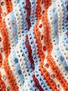 Trelyra Women's Striped Single-Breasted Casual Versatile Knit Cardigan - Orange - View 10