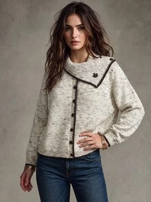 Trelyra Autumn/Winter New Asymmetrical Neckline Long Sleeve Sweater, Versatile For Commuting - Multicolor - View 5