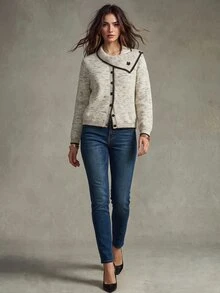Trelyra Autumn/Winter New Asymmetrical Neckline Long Sleeve Sweater, Versatile For Commuting - Multicolor - View 6