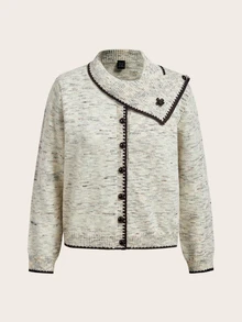 Trelyra Autumn/Winter New Asymmetrical Neckline Long Sleeve Sweater, Versatile For Commuting - Multicolor - View 7