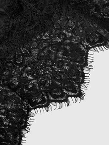 ROMWE Goth Plus Size Women's Sexy Lace Mesh Sheer Tie-Up Flare Pants - Black - View 4