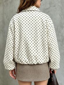 Cévolie Casual Loose Fit Polka Dot Lapel Jacket - Apricot - View 3